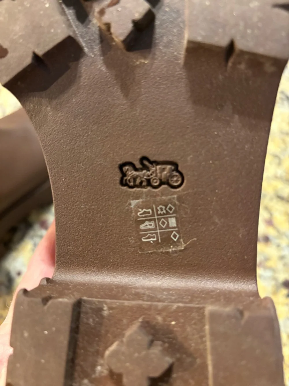 Coach Brown Logo-Panel Leather Platform Boots with Cream Shearling Cuff sz 8 - Picture 8 of 12